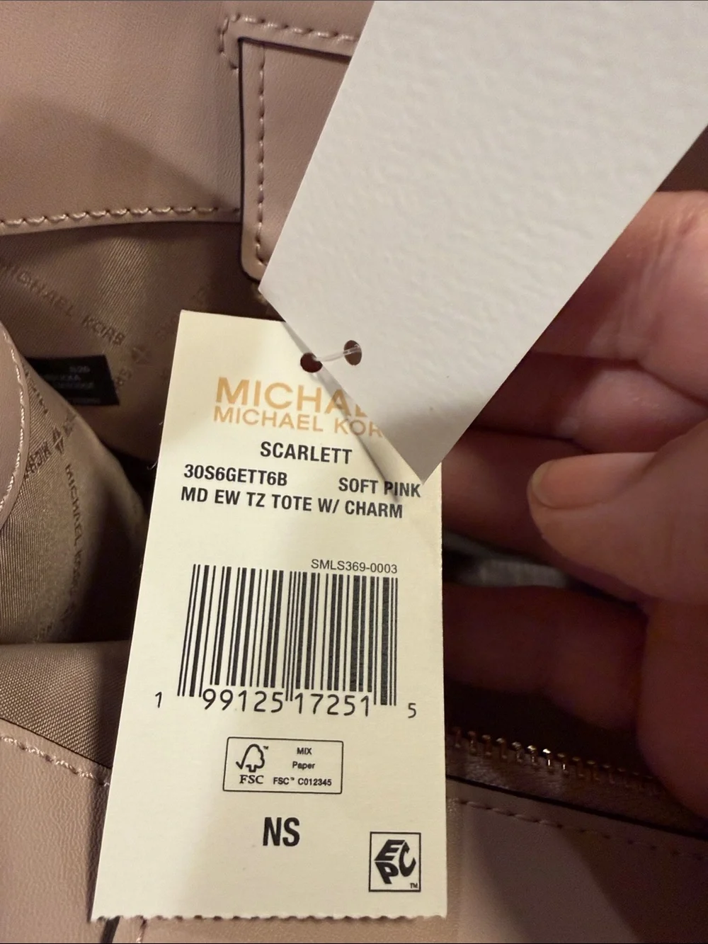 Michael Kors Dusty Pink Scarlett Leather Tote with Floral Charm